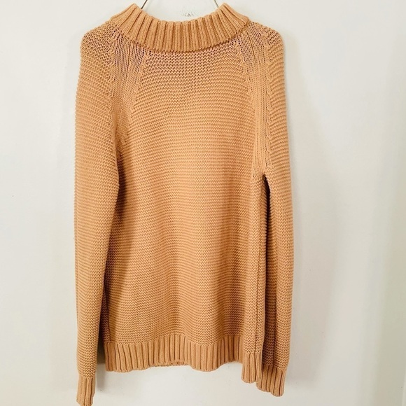 Zara Mock Neck Knit Sweater Tan Camel Beige Size M Medium Cozy Fall Winter Chic - Picture 4 of 5